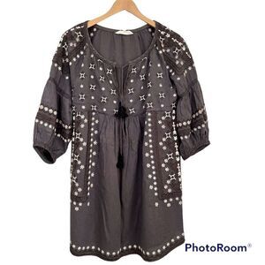 Odd Molly Mini Dress, Grey with Embroidery.